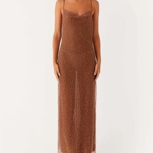 Peppermayo Zuella Beaded Maxi Dress- Chocolate